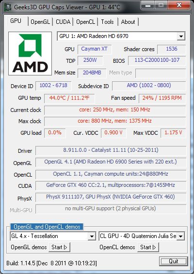 GPU Caps Viewer 1.14.5, Radeon HD 6970