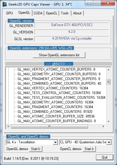 GPU Caps Viewer, Atomic Counter, OpenGL 4.2