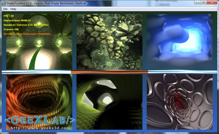 ShaderToyMark 0.3.0 OpenGL Pixel Shader Benchmark, GeeXLab