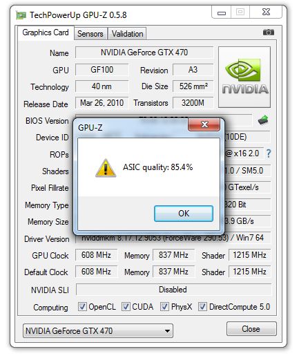 GPU-Z 0.5.8, ASIC quality of a MSI GTX 470