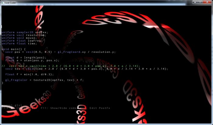 Live Coder: GLSL live programming tool
