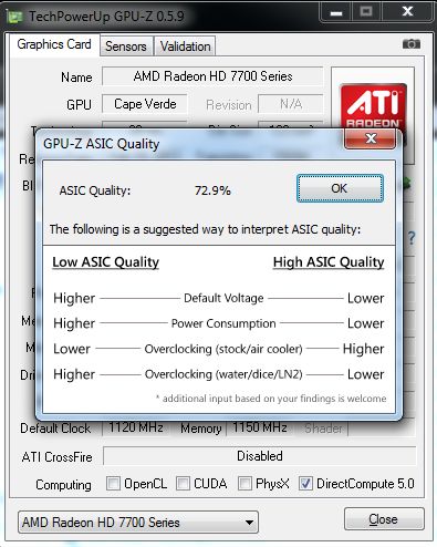 ASUS Radeon HD 7770 DirectCU, GPU-Z Asic quality