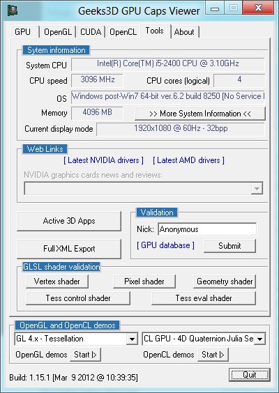 Windows 8, R296.17, GPU Caps Viewer