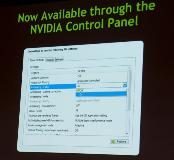 GeForce GTX 680, FXAA now in control panel