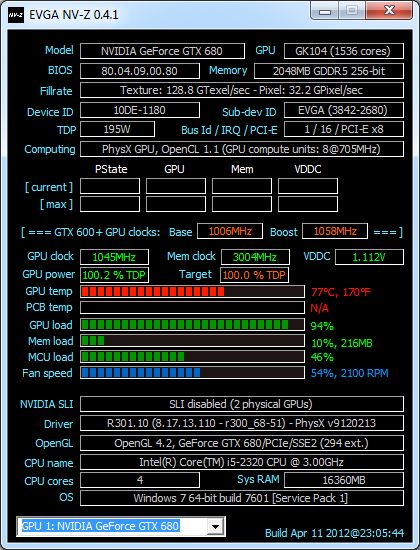 EVGA OC Scanner X, NV-Z
