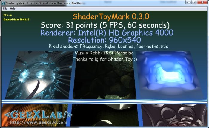 GeeXLab, ShaderToyMark