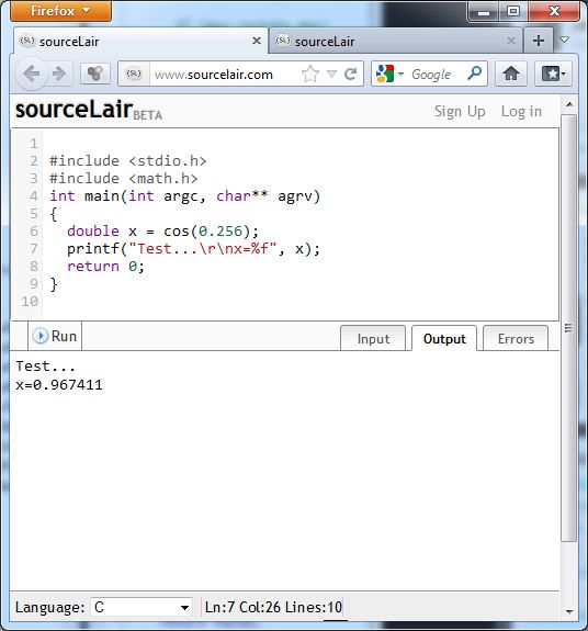 SourceLair: Online IDE for Programming in C, C++, Java, Python, Lua, PHP  and more