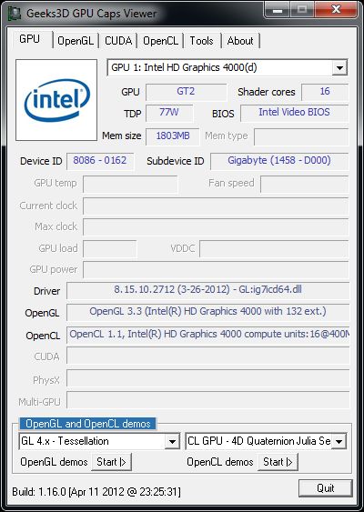   intel sandybridge ivybridge graphics chipset 