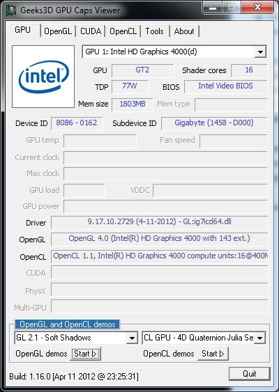  Intel R Hd Graphics 4000   -  2