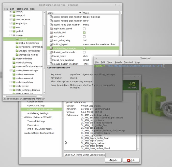 Linux mint 13, enabling marco compositing manager