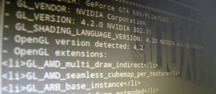 Linux, NVIDIA R302.11, OpenGL extensions, GeForce GTX 680
