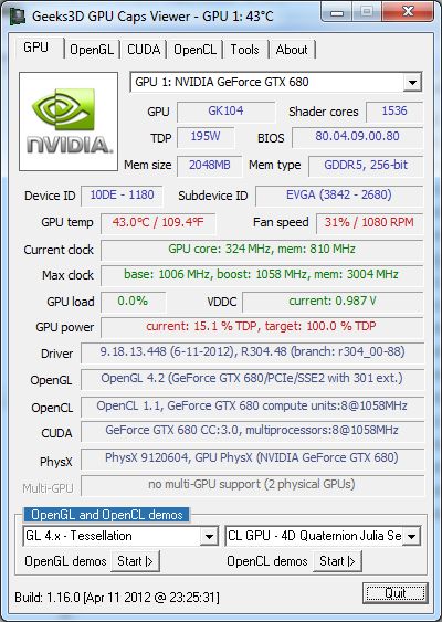 NVIDIA graphics drivers R304.48, GPU Caps Viewer