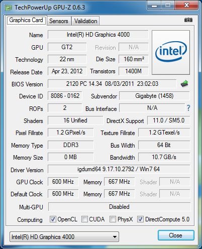 vejledning Berygtet radius Download) GPU-Z 0.6.3 With Power Consumption Monitoring of Intel Sandy /  Ivy Bridge GPUs | Geeks3D