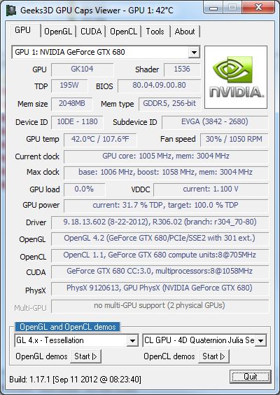 GPU Caps Viewer + GeForce GTX 680