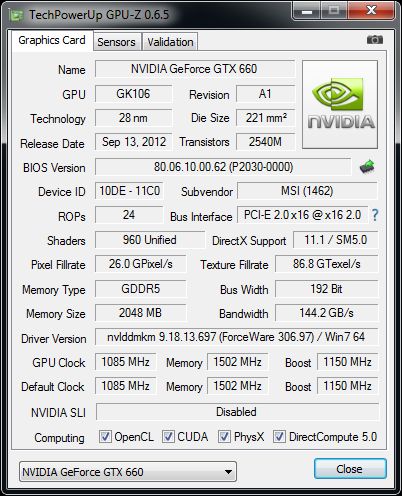 MSI GeForce GTX 660 HAWK