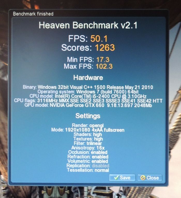 MSI GeForce GTX 660 HAWK - Linux test - Unigine Heaven