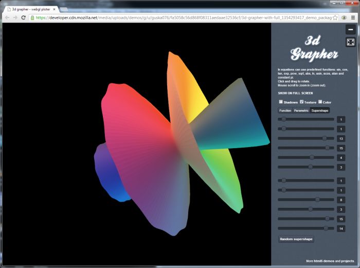 3D Grapher: a WebGL App to Draw 3D Surfaces