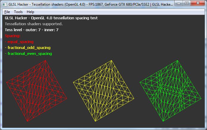 GLSL Hacker, OpenGL 4 tessellation spacing demo