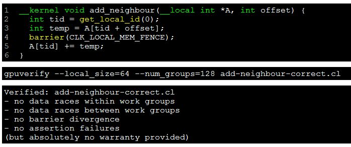 GPUVerify: Formal Analysis Tool for OpenCL and CUDA Kernels