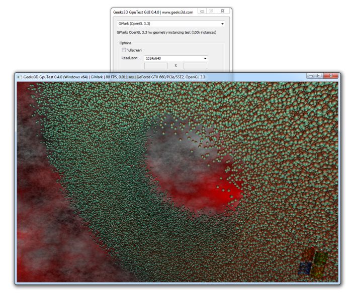 GpuTest 0.4.0: GiMark test under Windows