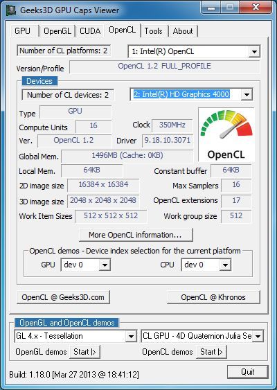 intel hd graphics 3000 opengl