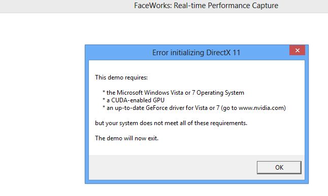NVIDIA FaceWorks demo - Error with AMD Radeon card
