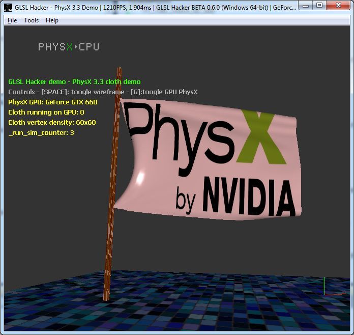 PhysX SDK 3.3 beta 2 - cloth module works fine on CPU