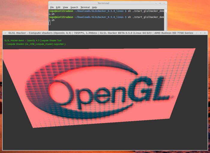 OpenGL 4.3 compute shader test with GLSL Hacker, Linux Mint 15