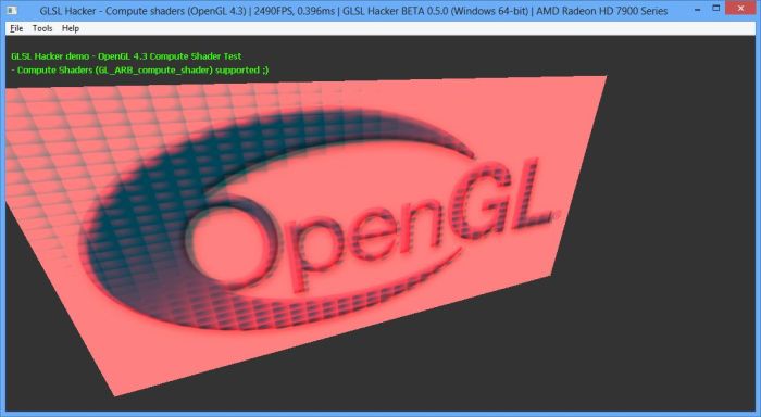 OpenGL 4.3 compute shader test with GLSL Hacker, Windows 8