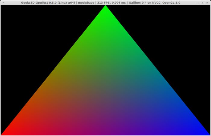 GpuTest 0.5.0 + Linux Mesa Gallium3D NVC0 renderer