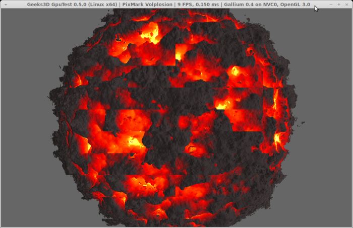 GpuTest 0.5.0 + Linux Mesa Gallium3D NVC0 renderer