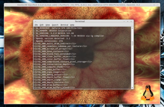 GpuTest, FurMark module - Linux