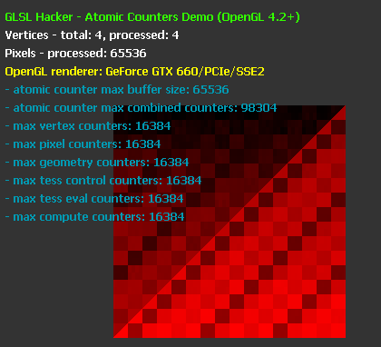 OpenGL 4.2 atomic counters, GLSL Hacker, NVIDIA GeForce GPU