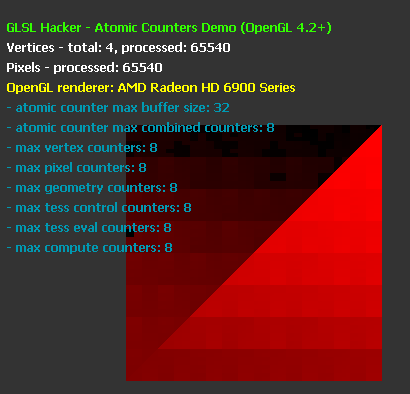 OpenGL 4.2 atomic counters, GLSL Hacker, AMD Radeon GPU, bug