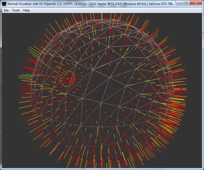 GLSL Hacker, face normal visualizer with geometry shader