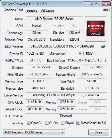 AMD Radeon R9 290X, GPU-Z