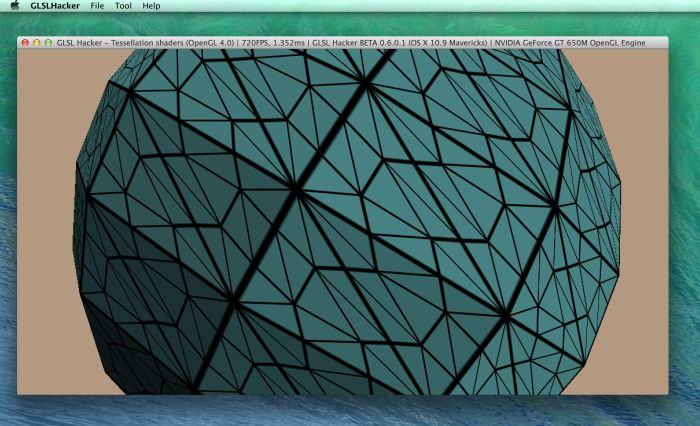 GLSL Hacker 0.6.0 - OpenGL 4 tessellation under Max OS X 10.9 Mavericks