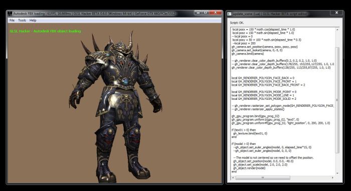 GLSL Hacker 0.6.0 - Autodesk FBX plugin test
