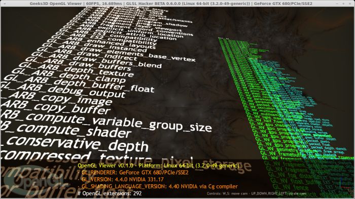 NVIDIA R331.17 for Linux, OpenGL Viewer with GLSL Hacker