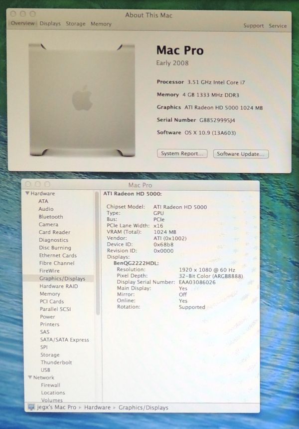Hackintosh, OS X 10.9 Mavericks desktop