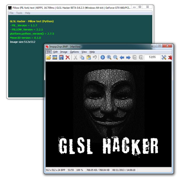 GLSL Hacker, Pillow (PIL fork) image loading, Python