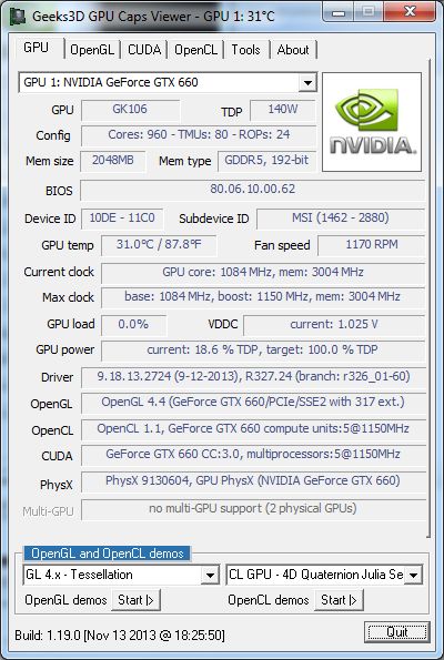 GPU Caps Viewer 1.19.0, GeForce GTX 660