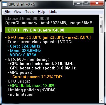 GPU Shark 0.7.5, NVIDIA Quadro K4000