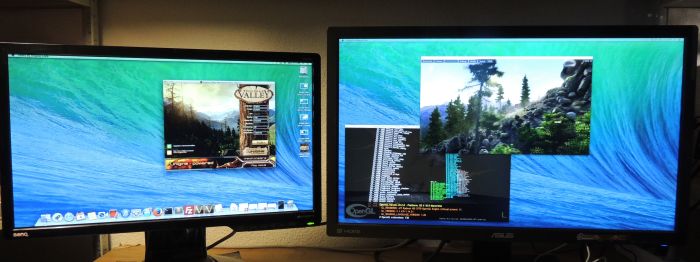 Hackintosh GeForce GTX 580 + Radeon HD 5770, Unigine heaven + GLSL Hacker
