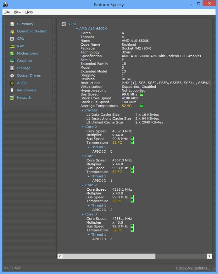 AMD A10-6800K, Speccy