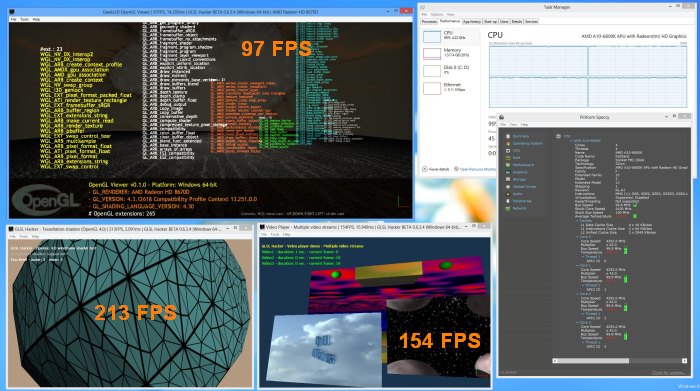 AMD A10-6800K, GLSL Hacker OpenGL stress test