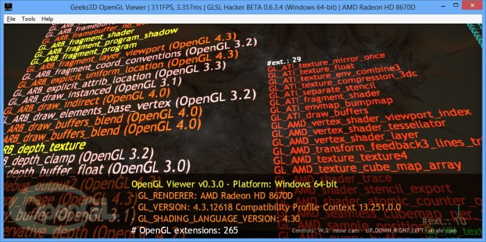 AMD A10-6800K, GLSL Hacker, OpenGL viewer
