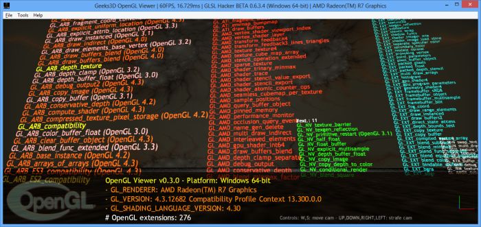 AMD Kaveri APU A10-7850K, GLSL Hacker OpenGL Viewer demo