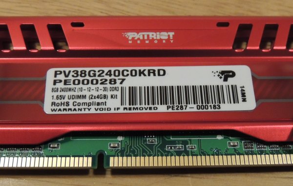Patriot 8GB kit DDR3 2400MHz memory