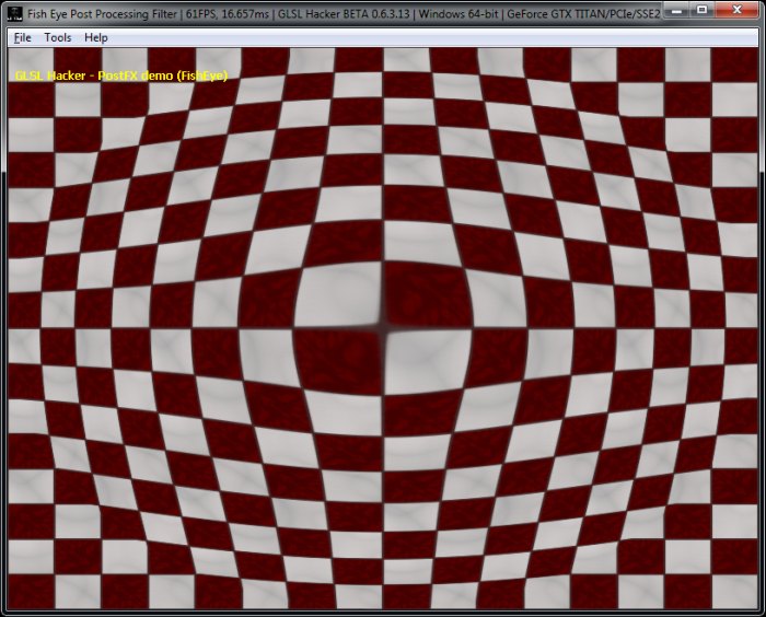 (GLSL Shader Library) Fish Eye Post Processing Filter, Dome Distortion, barrel distortion